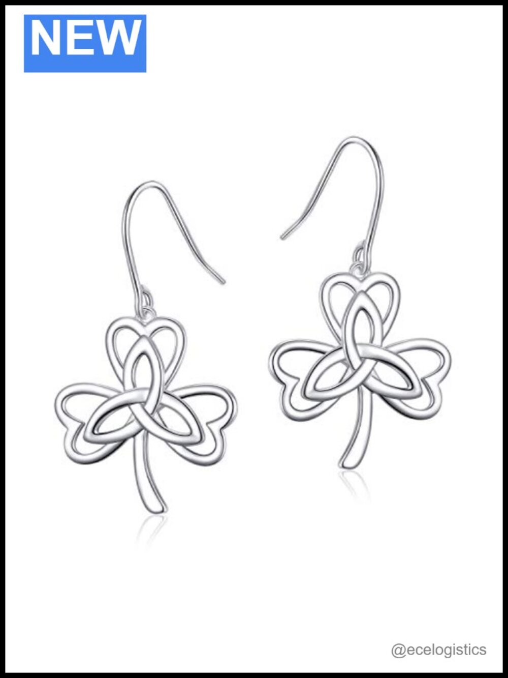 S925 Sterling Silver Celtic Knot Shamrock Dangle Earrings for Women